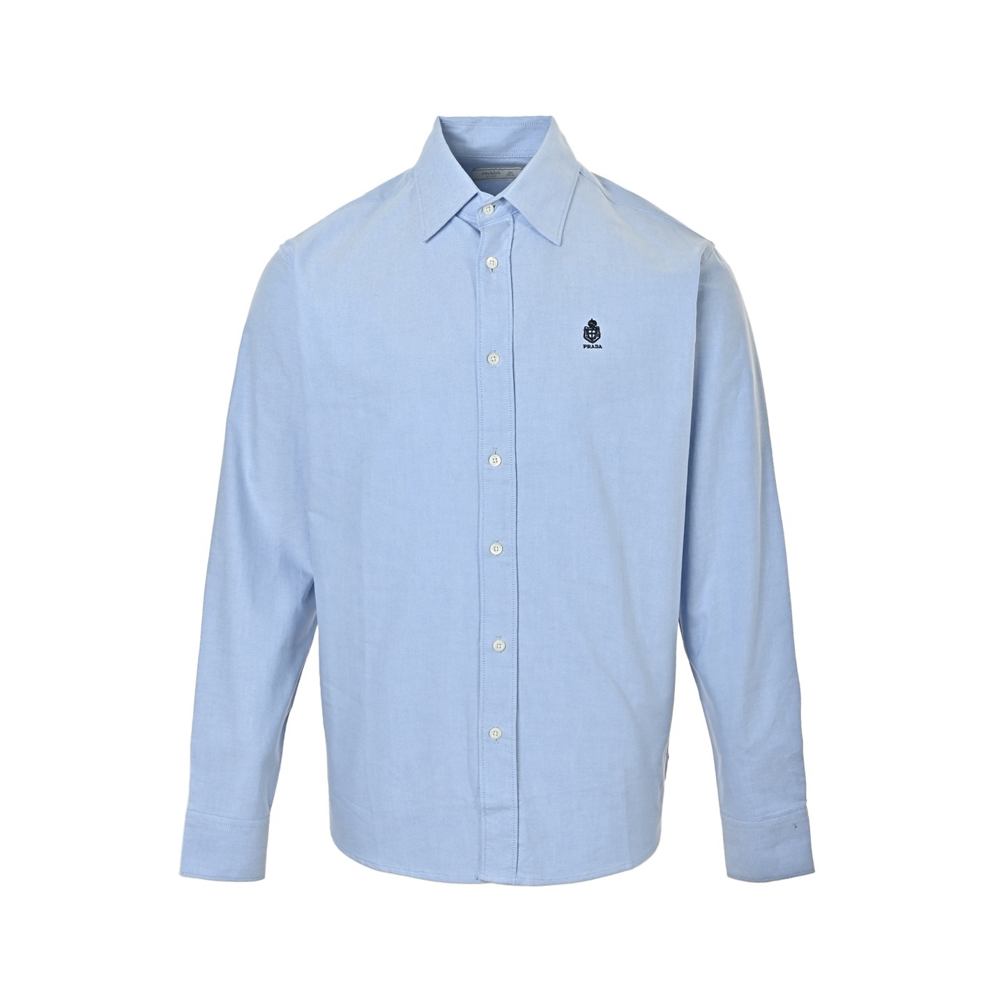 Prada Embroidered Logo Long-Sleeve Oxford Shirt