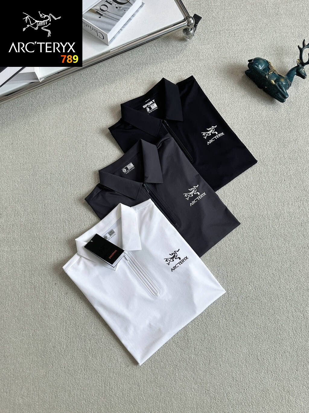 Arc'teryx Business Casual Ice-Silk Half-Zip Polo Shirt White / Black / Grey view