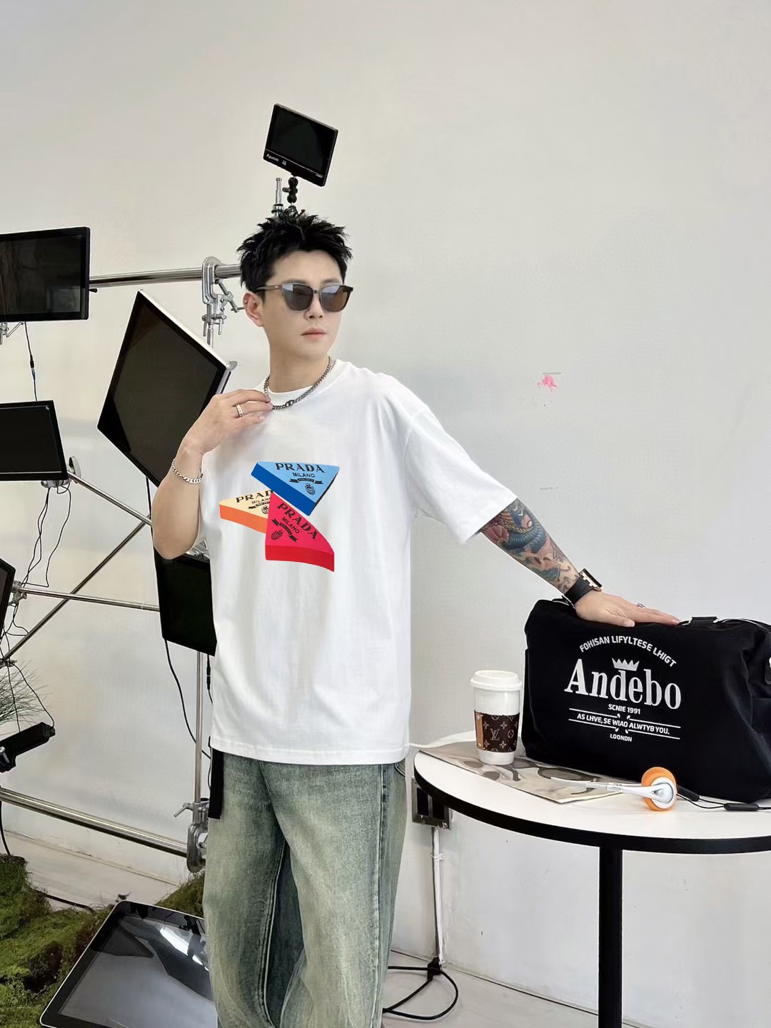 Prada 3D Triangle Logo Short-Sleeve Tee