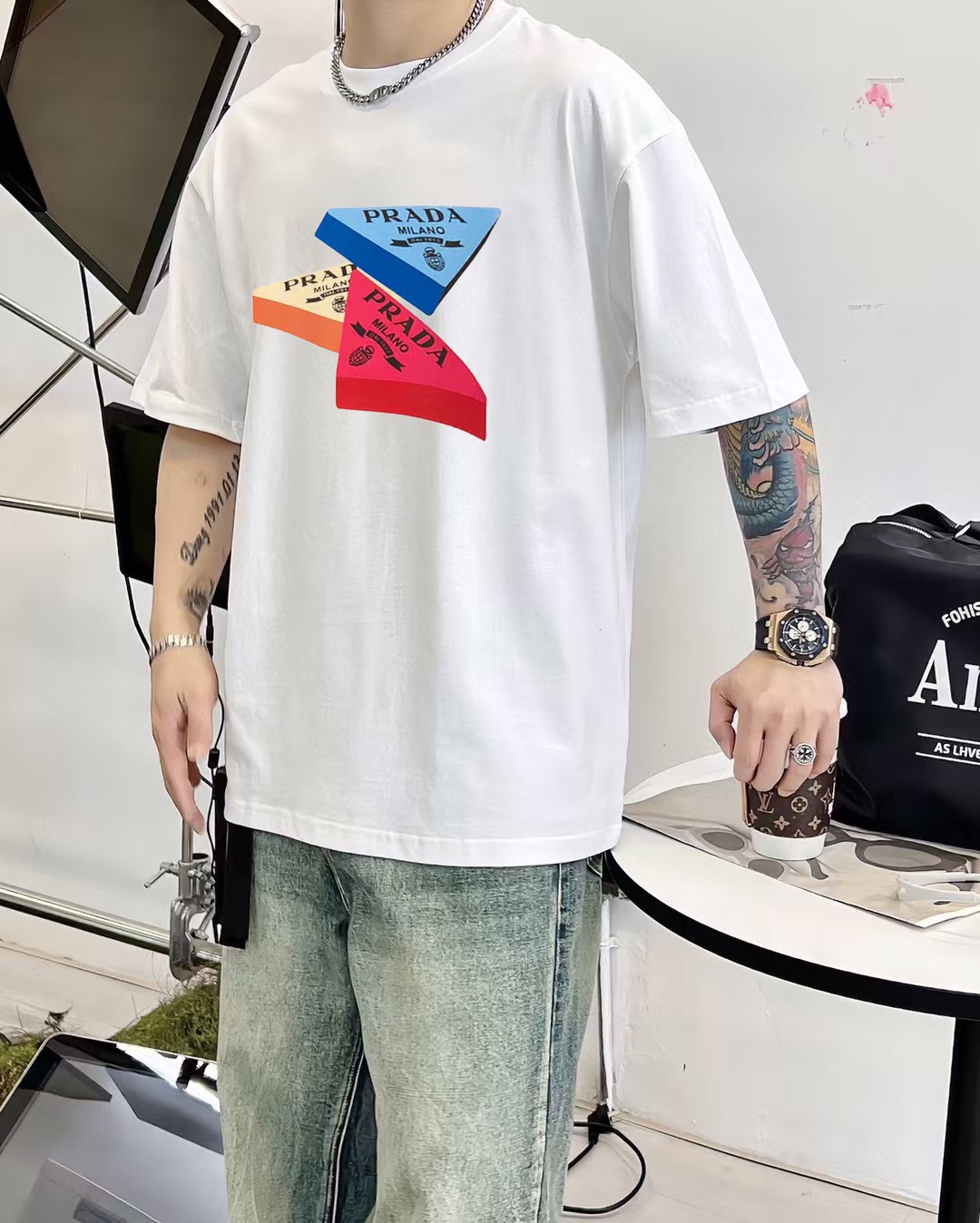 Prada 3D Triangle Logo Short-Sleeve Tee view